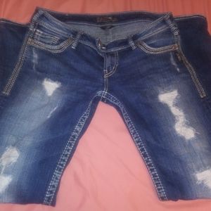 Silver distressed jeans